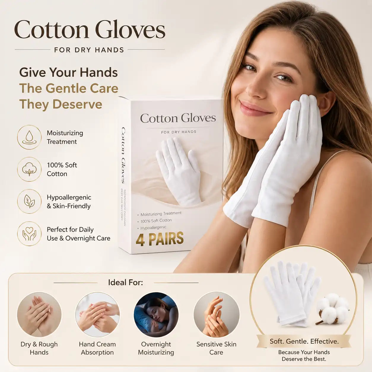 Cotton Moisturising Gloves